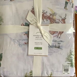 Twin EXTRA LONG “Vintage Santa” sheet set from Pottery Barn